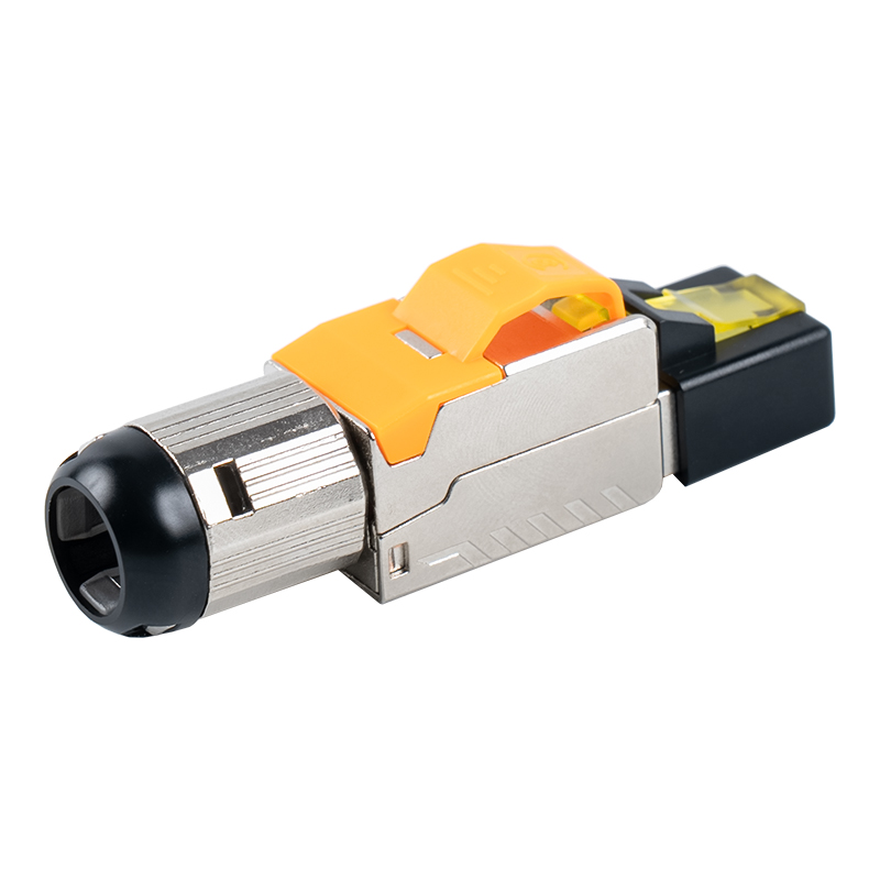 Экранированный безинструментальный разъем Cat6A RJ45 （с пластиковой крышкой）RJ-G70S-C6A