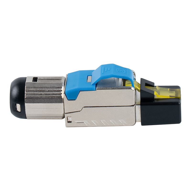 Экранированный безинструментальный разъем Cat6A RJ45 （с пластиковой крышкой）RJ-G70S-C6A