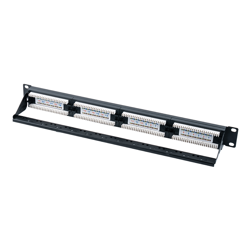 Категория 6 19-дюймовая 1U неэкранированная 24-портовая коммутационная панель (двойного назначения IDC; с пластиковой вставкой) SP-3204D24-C6